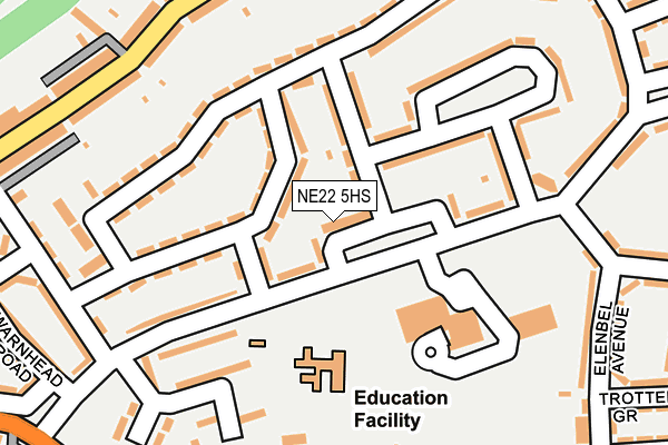 NE22 5HS map - OS OpenMap – Local (Ordnance Survey)