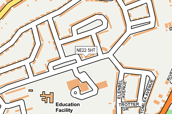 NE22 5HT map - OS OpenMap – Local (Ordnance Survey)