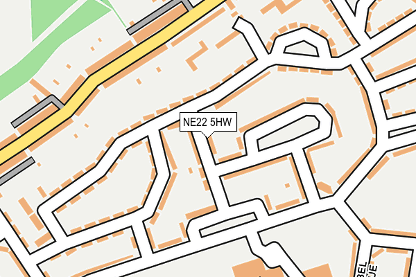 NE22 5HW map - OS OpenMap – Local (Ordnance Survey)