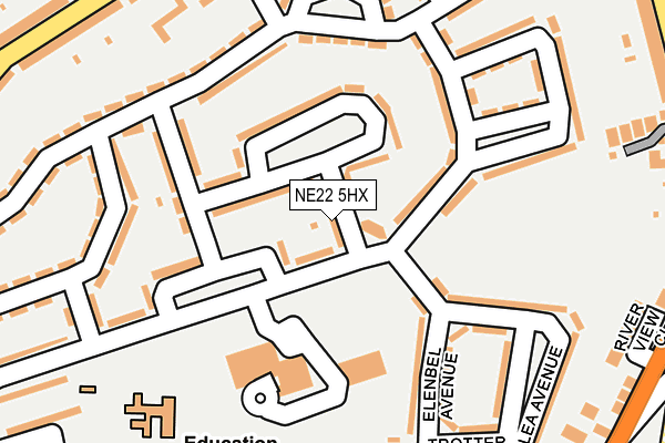 NE22 5HX map - OS OpenMap – Local (Ordnance Survey)