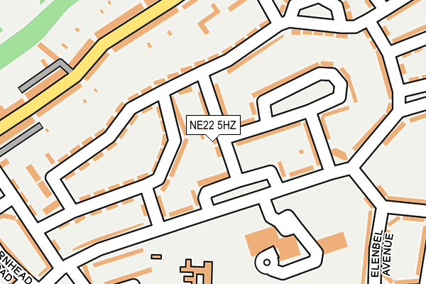 NE22 5HZ map - OS OpenMap – Local (Ordnance Survey)