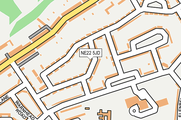 NE22 5JD map - OS OpenMap – Local (Ordnance Survey)