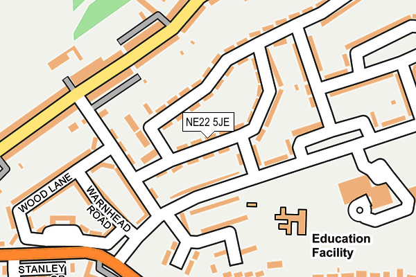 NE22 5JE map - OS OpenMap – Local (Ordnance Survey)
