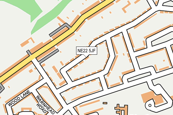 NE22 5JF map - OS OpenMap – Local (Ordnance Survey)
