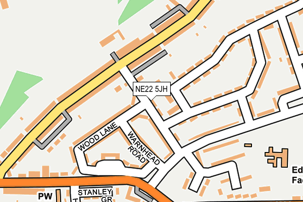 NE22 5JH map - OS OpenMap – Local (Ordnance Survey)