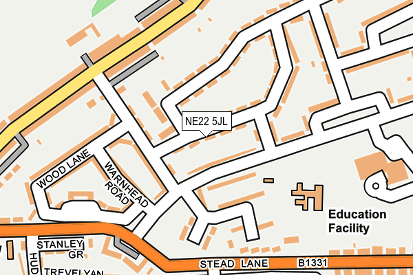 NE22 5JL map - OS OpenMap – Local (Ordnance Survey)