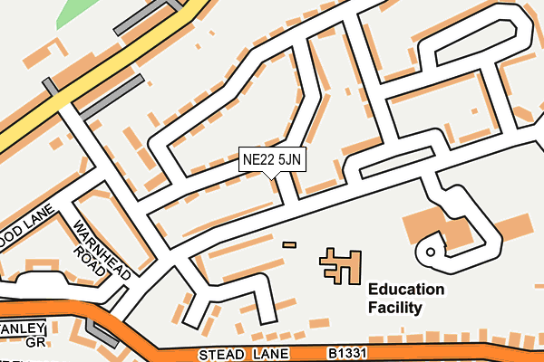 NE22 5JN map - OS OpenMap – Local (Ordnance Survey)