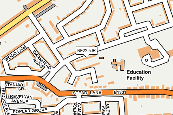 NE22 5JR map - OS OpenMap – Local (Ordnance Survey)