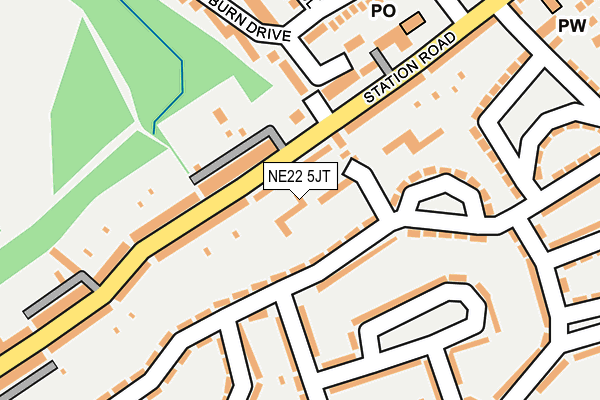 NE22 5JT map - OS OpenMap – Local (Ordnance Survey)