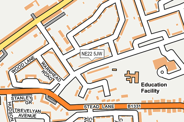 NE22 5JW map - OS OpenMap – Local (Ordnance Survey)