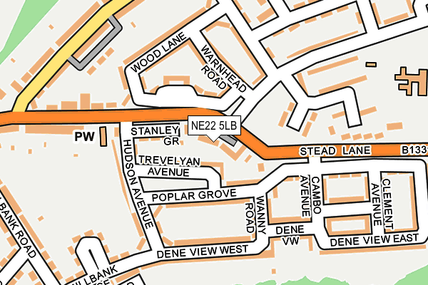 NE22 5LB map - OS OpenMap – Local (Ordnance Survey)