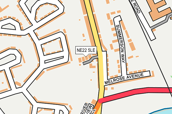 NE22 5LE map - OS OpenMap – Local (Ordnance Survey)
