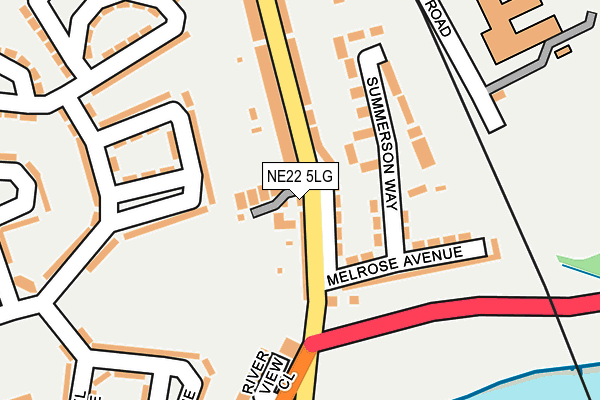 NE22 5LG map - OS OpenMap – Local (Ordnance Survey)