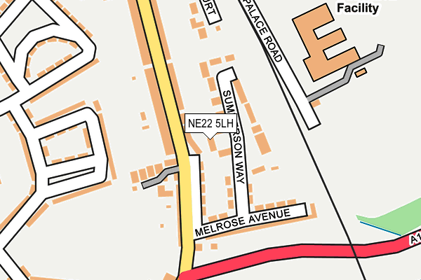 NE22 5LH map - OS OpenMap – Local (Ordnance Survey)