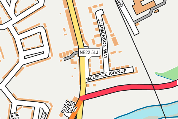 NE22 5LJ map - OS OpenMap – Local (Ordnance Survey)