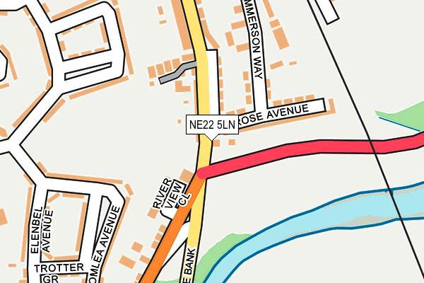 NE22 5LN map - OS OpenMap – Local (Ordnance Survey)