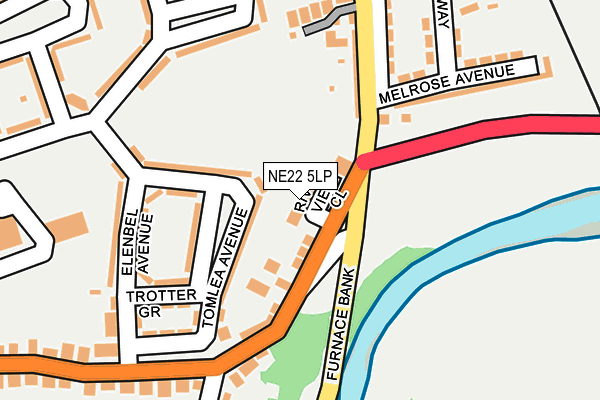 NE22 5LP map - OS OpenMap – Local (Ordnance Survey)