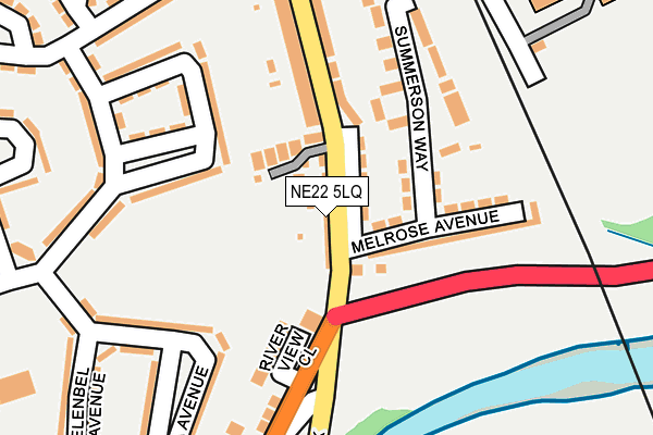 NE22 5LQ map - OS OpenMap – Local (Ordnance Survey)
