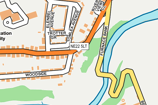 NE22 5LT map - OS OpenMap – Local (Ordnance Survey)