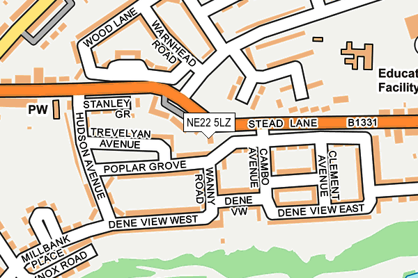 NE22 5LZ map - OS OpenMap – Local (Ordnance Survey)