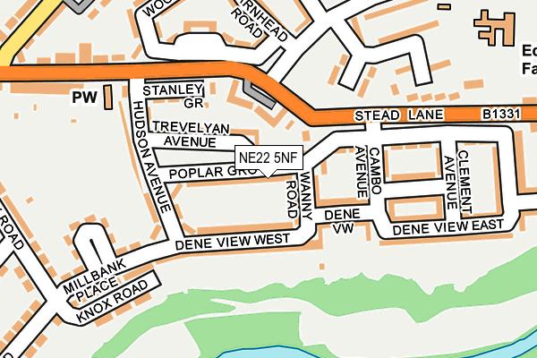 NE22 5NF map - OS OpenMap – Local (Ordnance Survey)