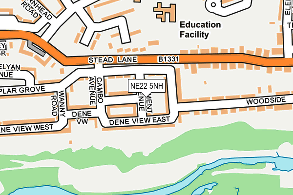 NE22 5NH map - OS OpenMap – Local (Ordnance Survey)