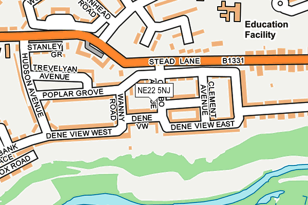 NE22 5NJ map - OS OpenMap – Local (Ordnance Survey)