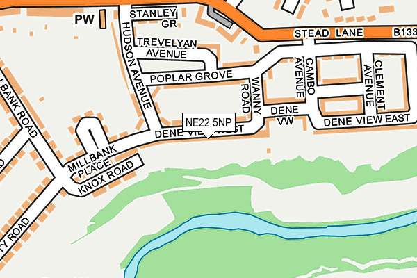 NE22 5NP map - OS OpenMap – Local (Ordnance Survey)