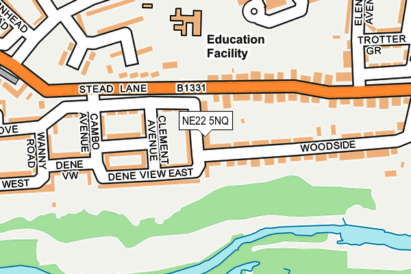 NE22 5NQ map - OS OpenMap – Local (Ordnance Survey)