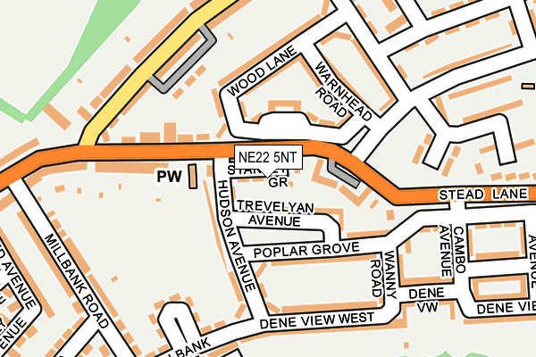 NE22 5NT map - OS OpenMap – Local (Ordnance Survey)