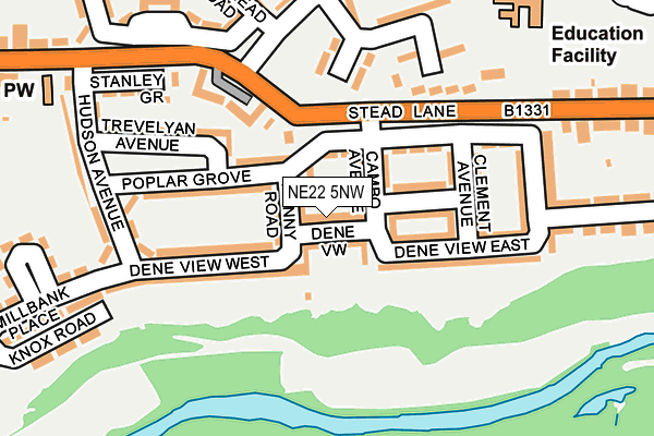 NE22 5NW map - OS OpenMap – Local (Ordnance Survey)