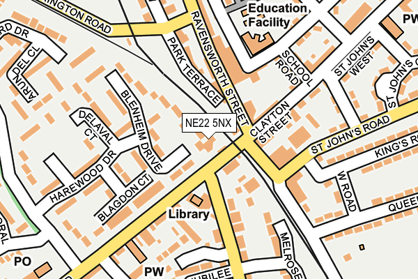 NE22 5NX map - OS OpenMap – Local (Ordnance Survey)
