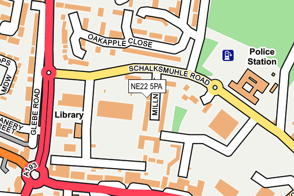 NE22 5PA map - OS OpenMap – Local (Ordnance Survey)