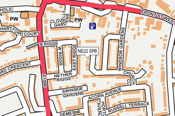 NE22 5PB map - OS OpenMap – Local (Ordnance Survey)