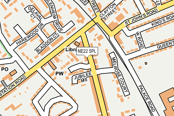 NE22 5PL map - OS OpenMap – Local (Ordnance Survey)