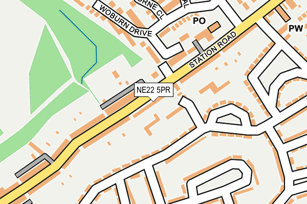 NE22 5PR map - OS OpenMap – Local (Ordnance Survey)