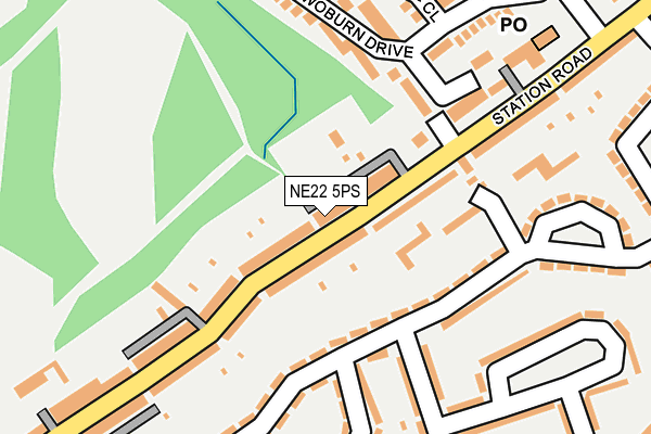 NE22 5PS map - OS OpenMap – Local (Ordnance Survey)