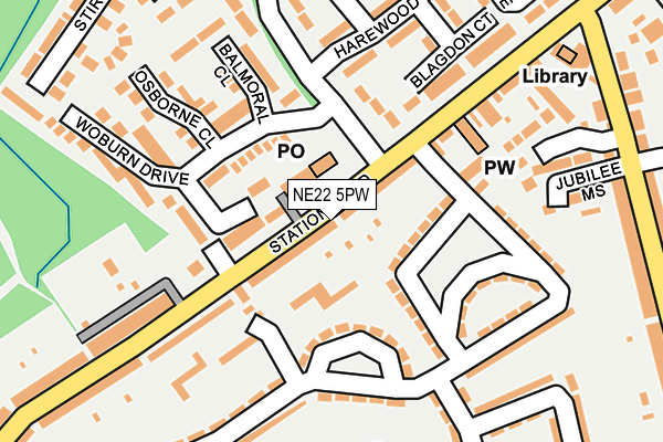 NE22 5PW map - OS OpenMap – Local (Ordnance Survey)