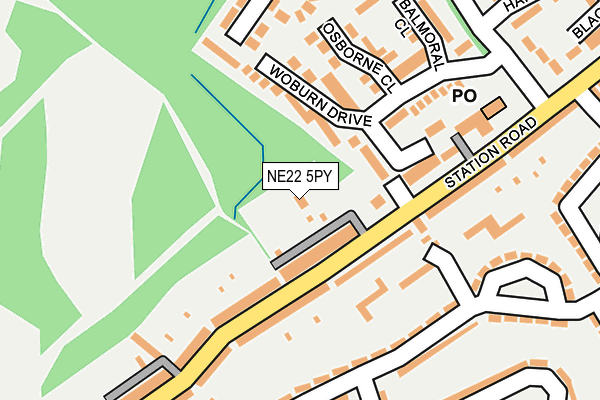 NE22 5PY map - OS OpenMap – Local (Ordnance Survey)