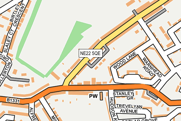 NE22 5QE map - OS OpenMap – Local (Ordnance Survey)