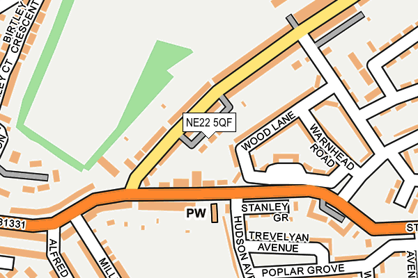 NE22 5QF map - OS OpenMap – Local (Ordnance Survey)
