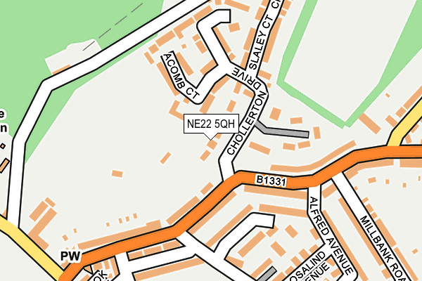 NE22 5QH map - OS OpenMap – Local (Ordnance Survey)