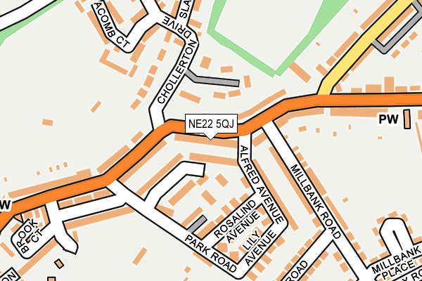 NE22 5QJ map - OS OpenMap – Local (Ordnance Survey)
