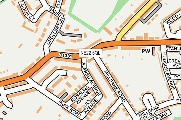 NE22 5QL map - OS OpenMap – Local (Ordnance Survey)