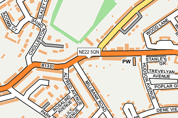 NE22 5QN map - OS OpenMap – Local (Ordnance Survey)