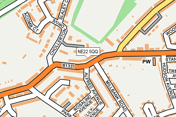 NE22 5QQ map - OS OpenMap – Local (Ordnance Survey)