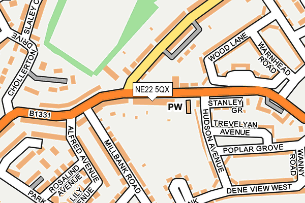 NE22 5QX map - OS OpenMap – Local (Ordnance Survey)