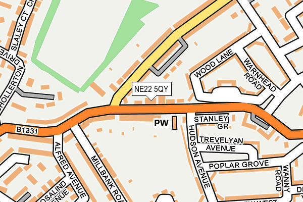 NE22 5QY map - OS OpenMap – Local (Ordnance Survey)