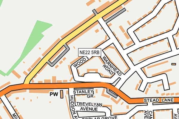 NE22 5RB map - OS OpenMap – Local (Ordnance Survey)