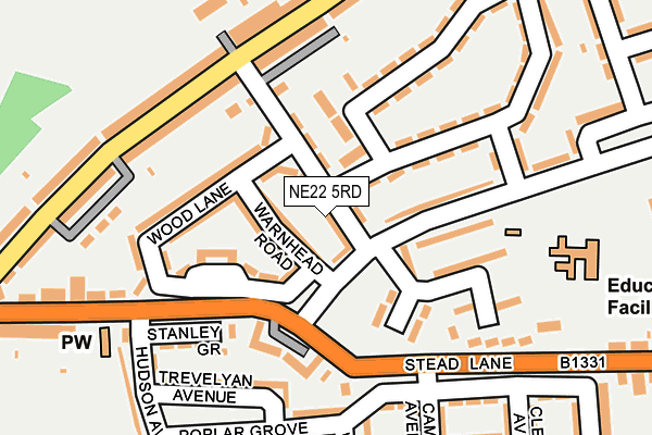 NE22 5RD map - OS OpenMap – Local (Ordnance Survey)